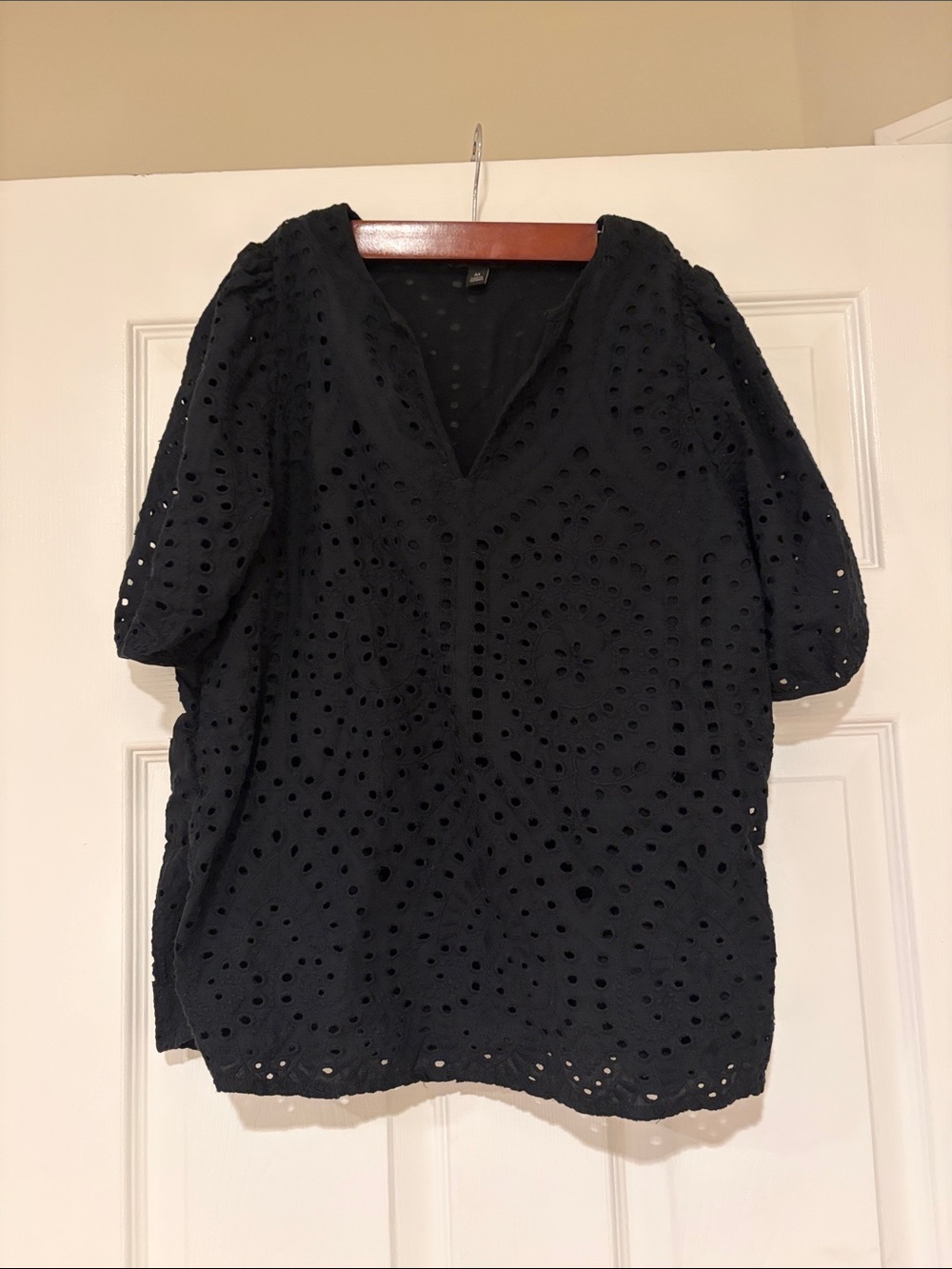 Banana Republic Black Eyelet V-Neck Tunic Top
